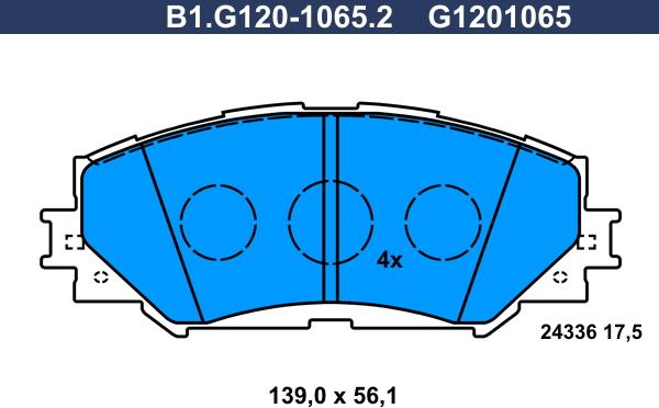 Galfer B1.G120-1065.2 - Тормозные колодки, дисковые, комплект autospares.lv