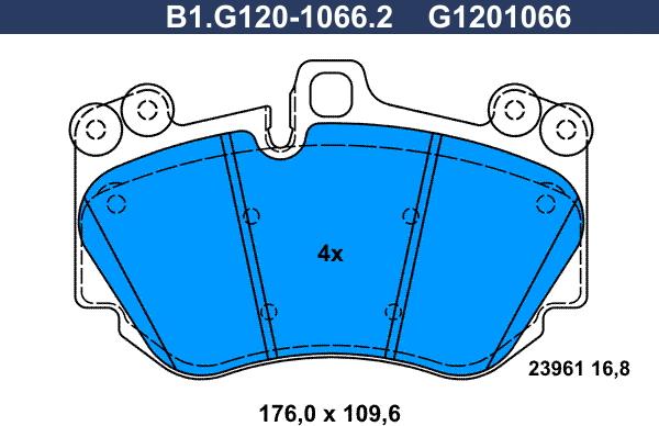 Galfer B1.G120-1066.2 - Тормозные колодки, дисковые, комплект autospares.lv