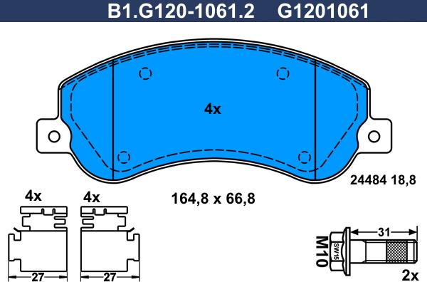 Galfer B1.G120-1061.2 - Тормозные колодки, дисковые, комплект autospares.lv