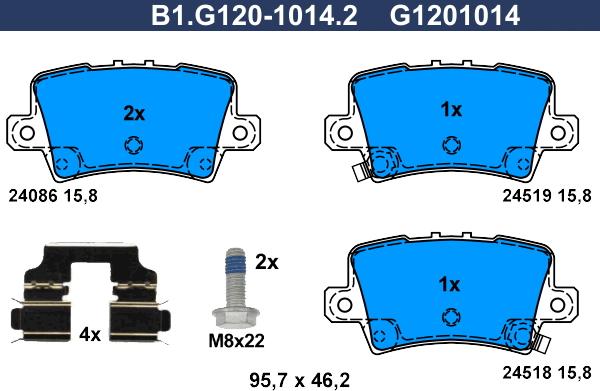 Galfer B1.G120-1014.2 - Тормозные колодки, дисковые, комплект autospares.lv