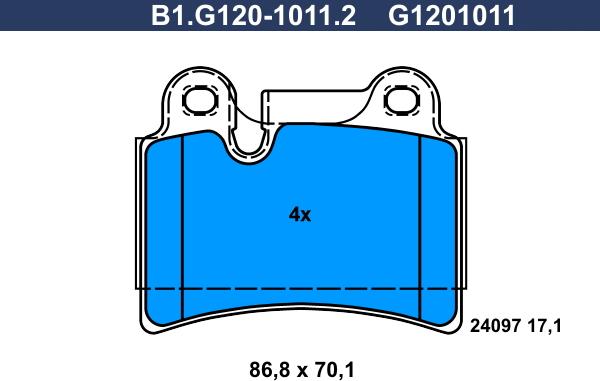 Galfer B1.G120-1011.2 - Тормозные колодки, дисковые, комплект autospares.lv