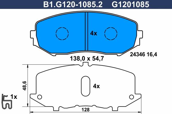 Galfer B1.G120-1085.2 - Тормозные колодки, дисковые, комплект autospares.lv