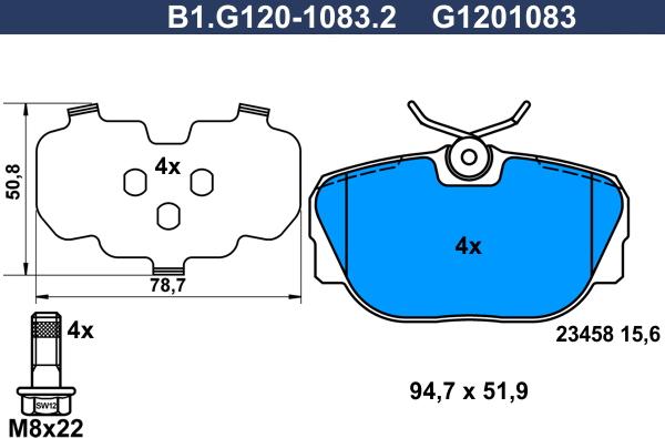 Galfer B1.G120-1083.2 - Тормозные колодки, дисковые, комплект autospares.lv