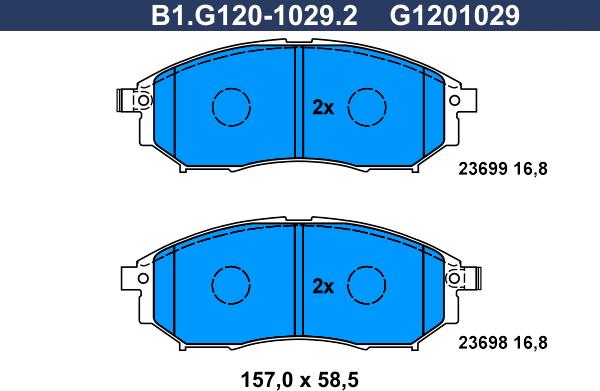 Galfer B1.G120-1029.2 - Тормозные колодки, дисковые, комплект autospares.lv