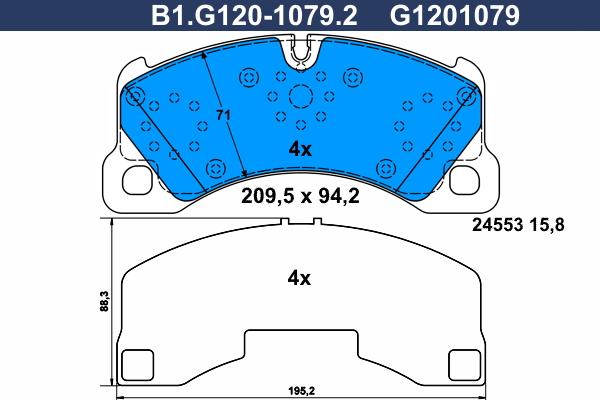 Galfer B1.G120-1079.2 - Тормозные колодки, дисковые, комплект autospares.lv