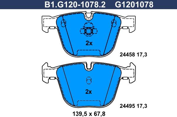 Galfer B1.G120-1078.2 - Тормозные колодки, дисковые, комплект autospares.lv