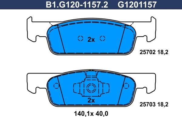 Galfer B1.G120-1157.2 - Тормозные колодки, дисковые, комплект autospares.lv