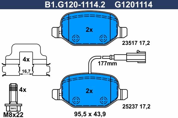 Galfer B1.G120-1114.2 - Тормозные колодки, дисковые, комплект autospares.lv