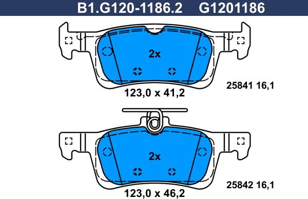 Galfer B1.G120-1186.2 - Тормозные колодки, дисковые, комплект autospares.lv