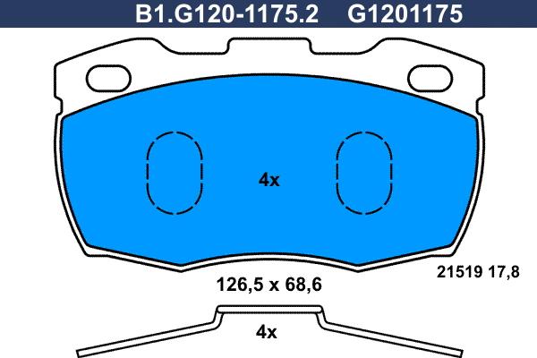 Galfer B1.G120-1175.2 - Тормозные колодки, дисковые, комплект autospares.lv