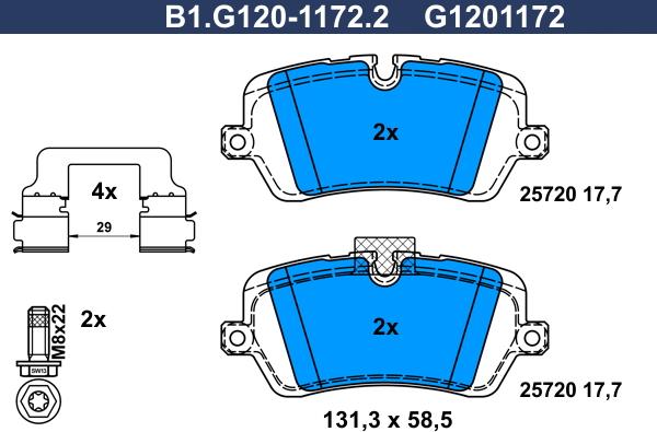 Galfer B1.G120-1172.2 - Тормозные колодки, дисковые, комплект autospares.lv