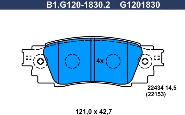 Galfer B1.G120-1830.2 - Тормозные колодки, дисковые, комплект autospares.lv