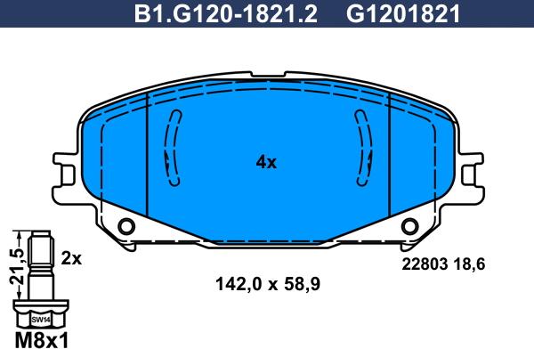 Galfer B1G12018212 - Тормозные колодки, дисковые, комплект autospares.lv