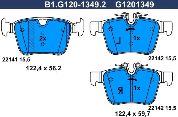 Galfer B1.G120-1349.2 - Тормозные колодки, дисковые, комплект autospares.lv