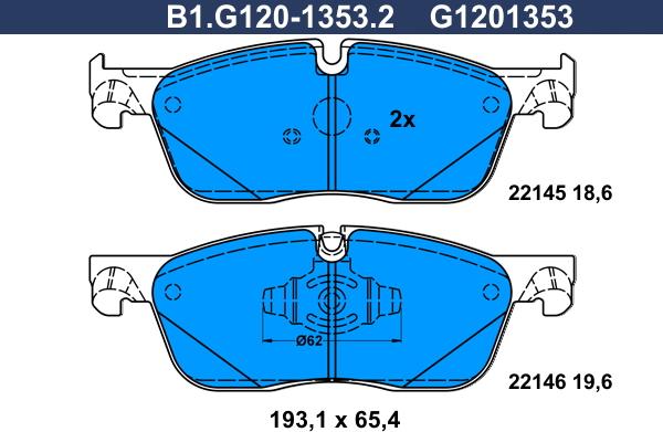 Galfer B1.G120-1353.2 - Тормозные колодки, дисковые, комплект autospares.lv