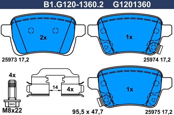 Galfer B1.G120-1360.2 - Тормозные колодки, дисковые, комплект autospares.lv