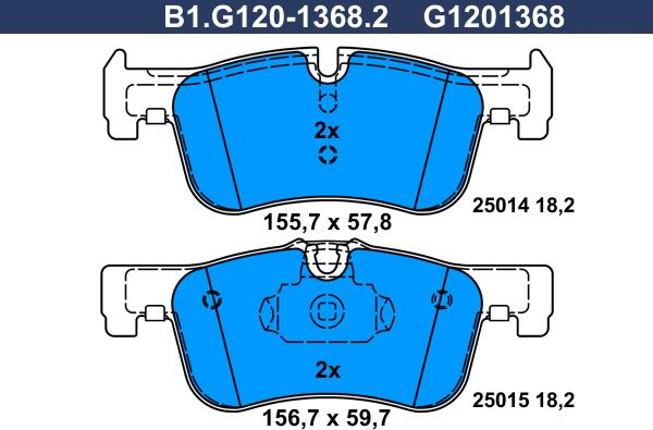 Galfer B1.G120-1368.2 - Тормозные колодки, дисковые, комплект autospares.lv