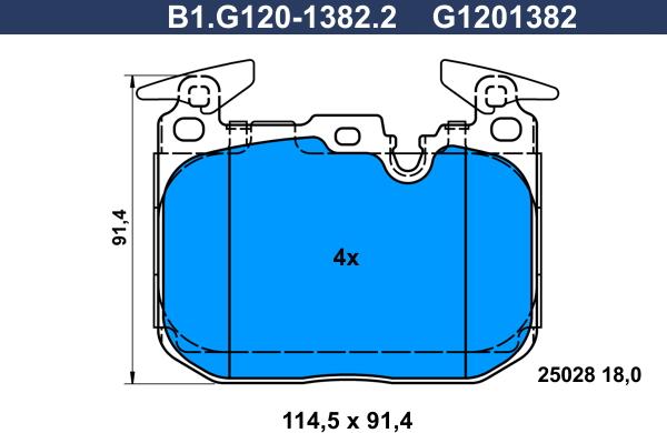 Galfer B1.G120-1382.2 - Тормозные колодки, дисковые, комплект autospares.lv