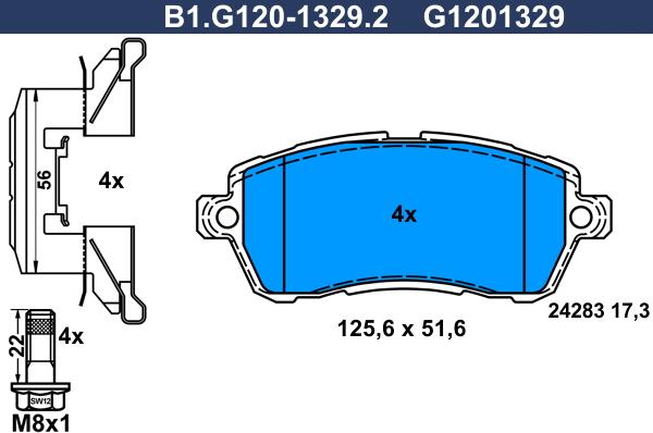 Galfer B1.G120-1329.2 - Тормозные колодки, дисковые, комплект autospares.lv