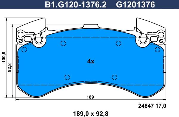 Galfer B1.G120-1376.2 - Тормозные колодки, дисковые, комплект autospares.lv