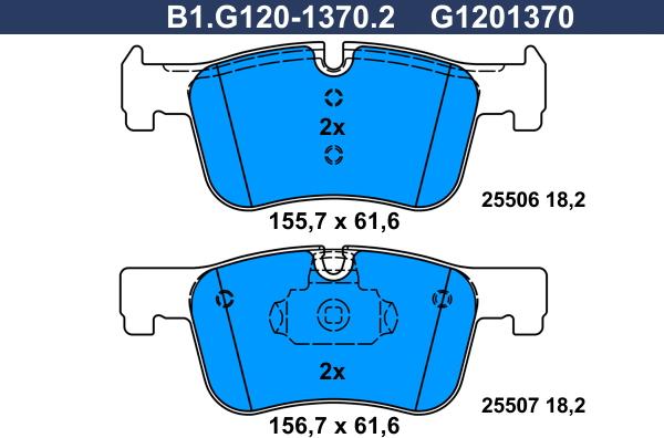 Galfer B1.G120-1370.2 - Тормозные колодки, дисковые, комплект autospares.lv