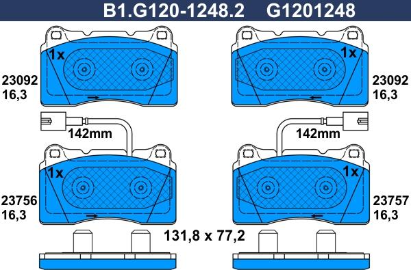 Galfer B1.G120-1248.2 - Тормозные колодки, дисковые, комплект autospares.lv