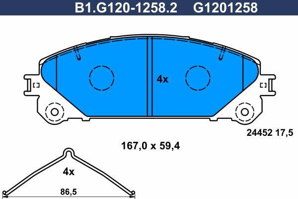 Galfer B1.G120-1258.2 - Тормозные колодки, дисковые, комплект autospares.lv