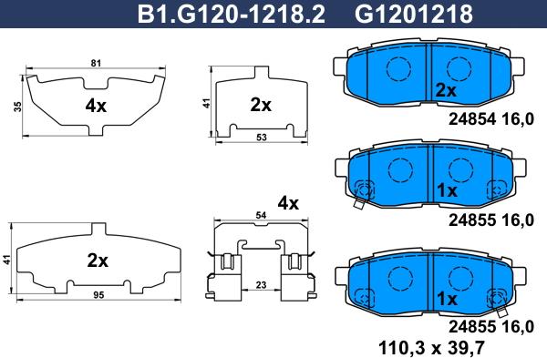 Galfer B1.G120-1218.2 - Тормозные колодки, дисковые, комплект autospares.lv