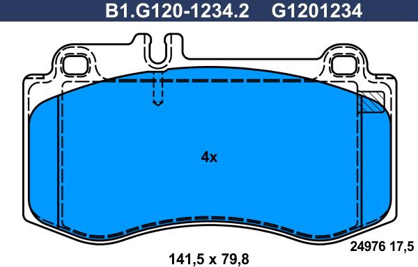 Galfer B1.G120-1234.2 - Тормозные колодки, дисковые, комплект autospares.lv