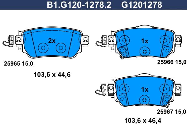 Galfer B1.G120-1278.2 - Тормозные колодки, дисковые, комплект autospares.lv