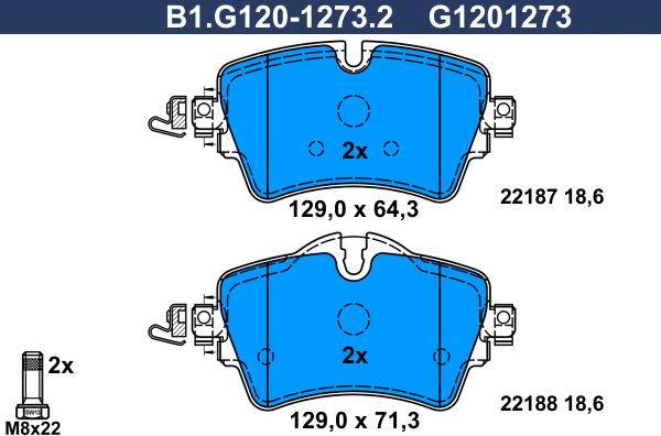 Galfer B1.G120-1273.2 - Тормозные колодки, дисковые, комплект autospares.lv