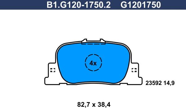 Galfer B1.G120-1750.2 - Тормозные колодки, дисковые, комплект autospares.lv