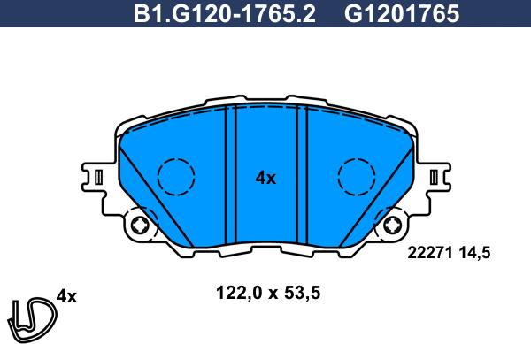 Galfer B1.G120-1765.2 - Тормозные колодки, дисковые, комплект autospares.lv