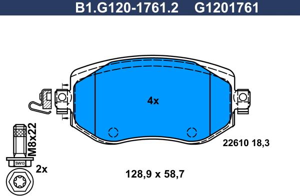 Galfer B1.G120-1761.2 - Тормозные колодки, дисковые, комплект autospares.lv