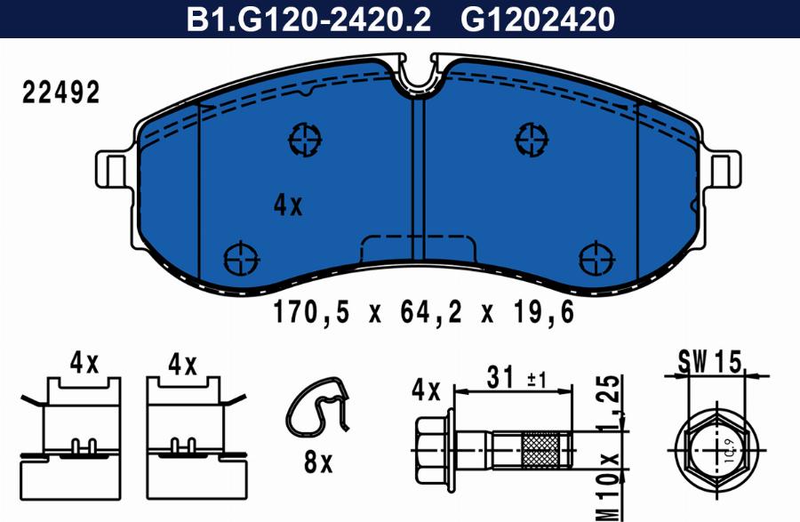 Galfer B1.G120-2420.2 - Тормозные колодки, дисковые, комплект autospares.lv