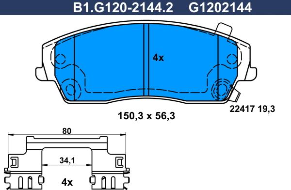 Galfer B1.G120-2144.2 - Тормозные колодки, дисковые, комплект autospares.lv