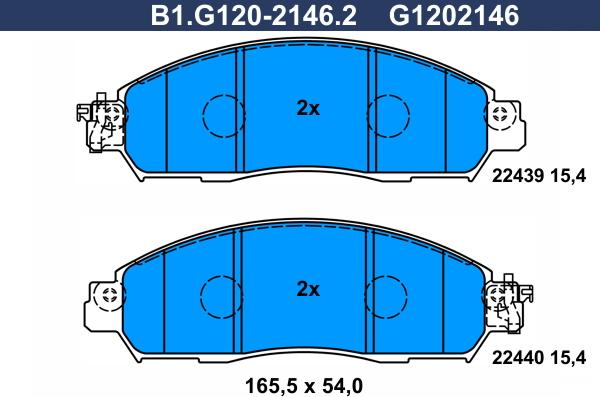 Galfer B1.G120-2146.2 - Тормозные колодки, дисковые, комплект autospares.lv