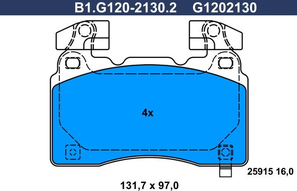 Galfer B1.G120-2130.2 - Тормозные колодки, дисковые, комплект autospares.lv