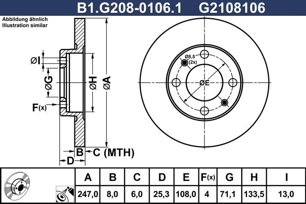 Galfer B1.G208-0106.1 - Тормозной диск autospares.lv