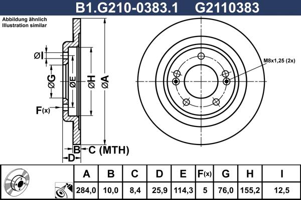 Galfer B1.G210-0383.1 - Тормозной диск autospares.lv