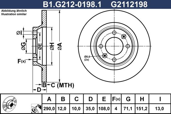 Galfer B1.G212-0198.1 - Тормозной диск autospares.lv