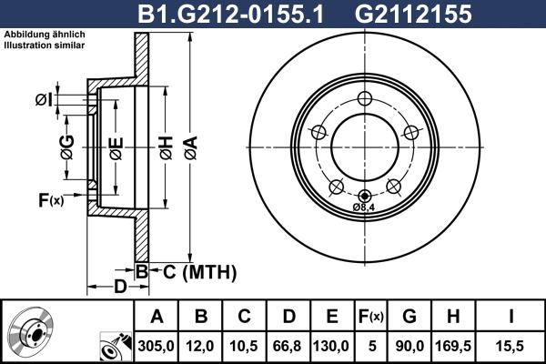 Galfer B1.G212-0155.1 - Тормозной диск autospares.lv