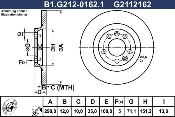 Galfer B1.G212-0162.1 - Тормозной диск autospares.lv