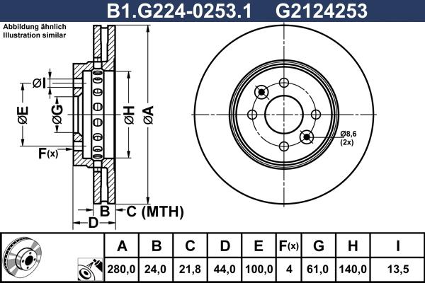 Galfer B1.G224-0253.1 - Тормозной диск autospares.lv