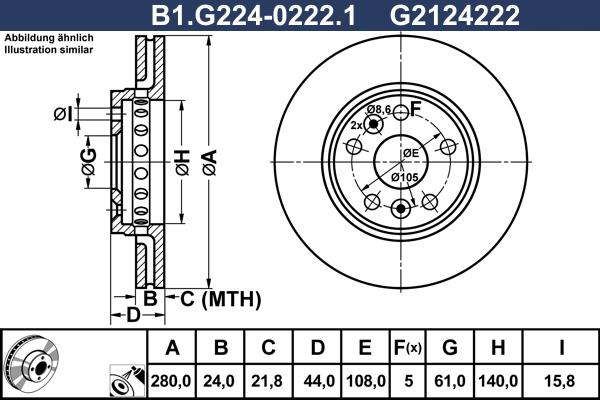 Galfer B1.G224-0222.1 - Тормозной диск autospares.lv