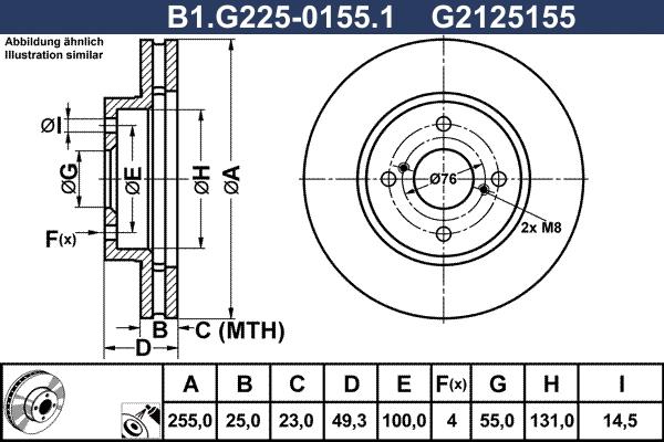 Galfer B1.G225-0155.1 - Тормозной диск autospares.lv