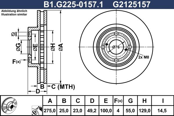 Galfer B1.G225-0157.1 - Тормозной диск autospares.lv