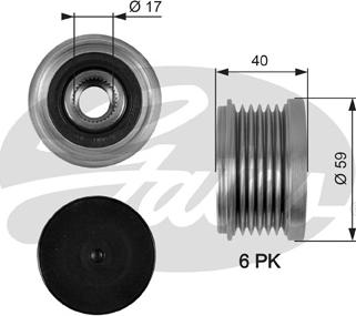 Gates OAP7097 - Шкив генератора, муфта autospares.lv