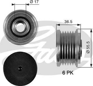 Gates OAP7049 - Шкив генератора, муфта autospares.lv