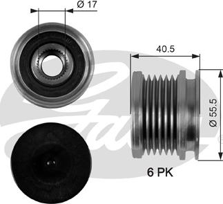 Gates OAP7040 - Шкив генератора, муфта autospares.lv